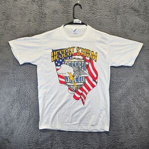 Vintage Desert Storm T-Shirt Men Large White 1991 Standout Designs Single Stitch